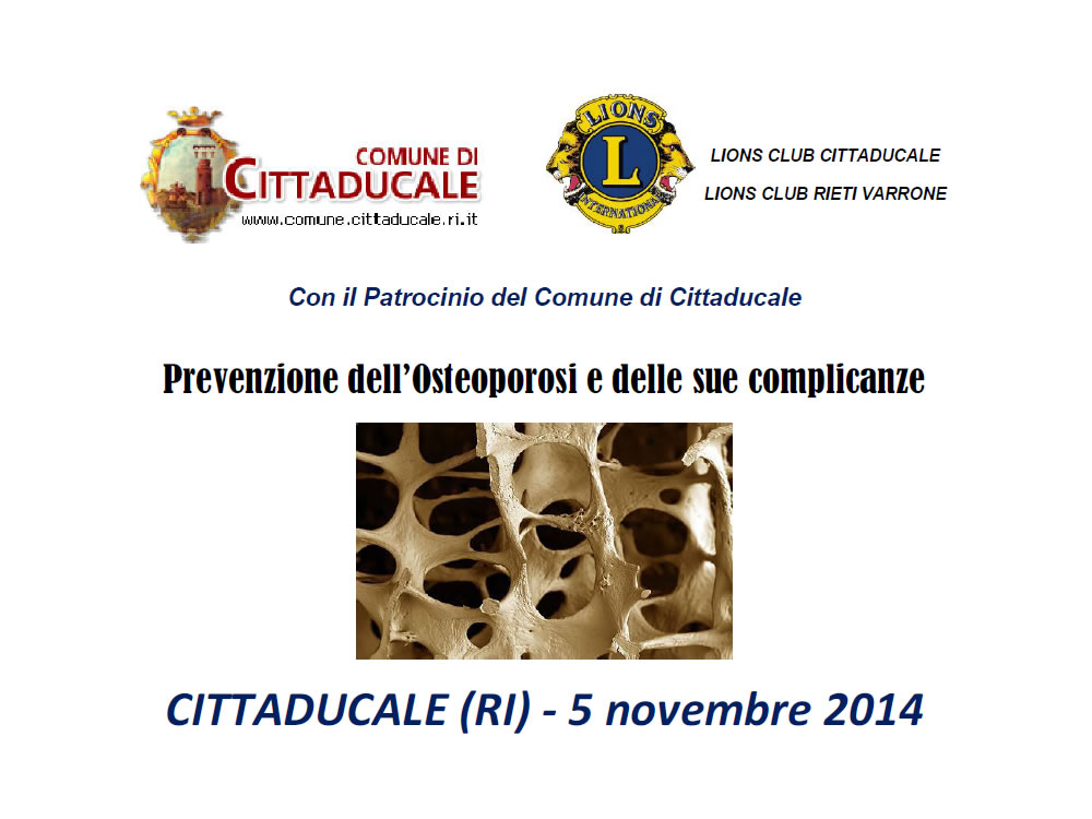 Programma screening sanitario dei Lions. Prevenzione dell'osteoporosi