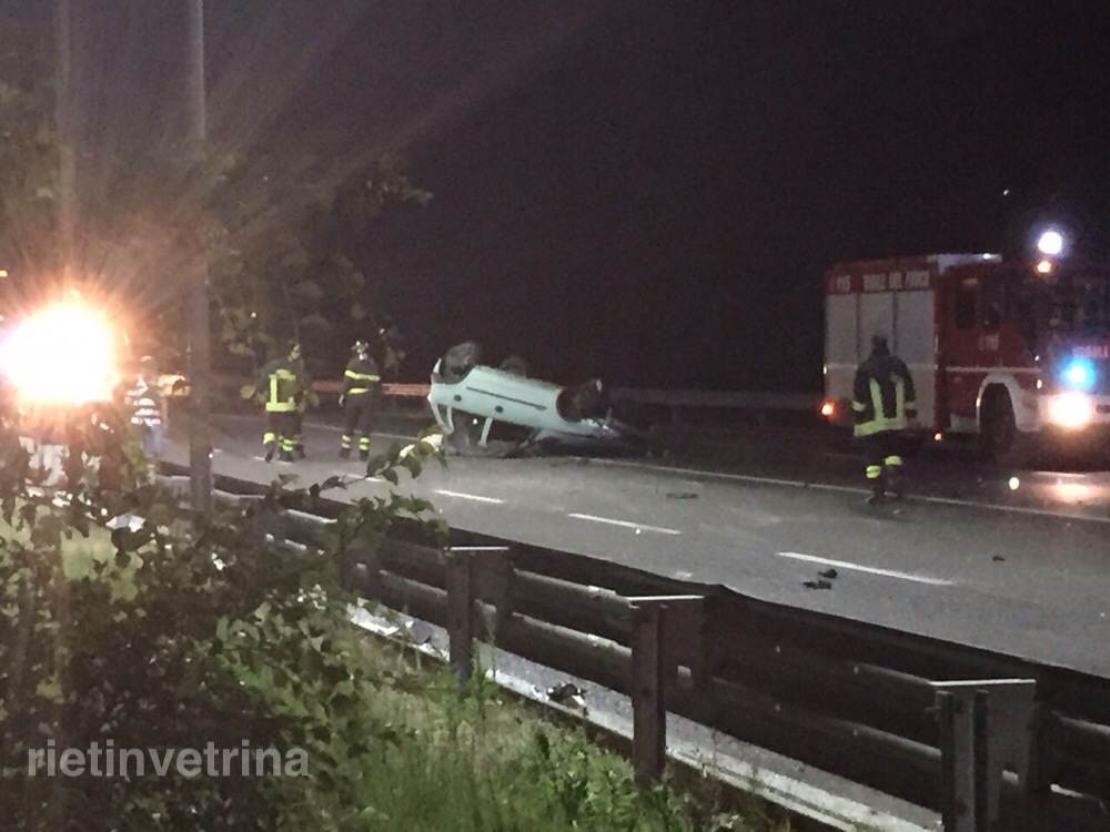 Incidente sulla Rieti – Terni. Auto si cappotta dopo l'urto