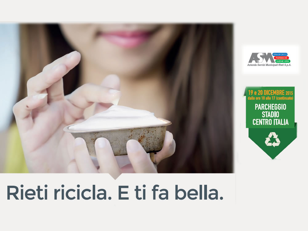 Il 19 e 20 dicembre le prime due giornate di “Rieti ricicla. E ti fa bella”