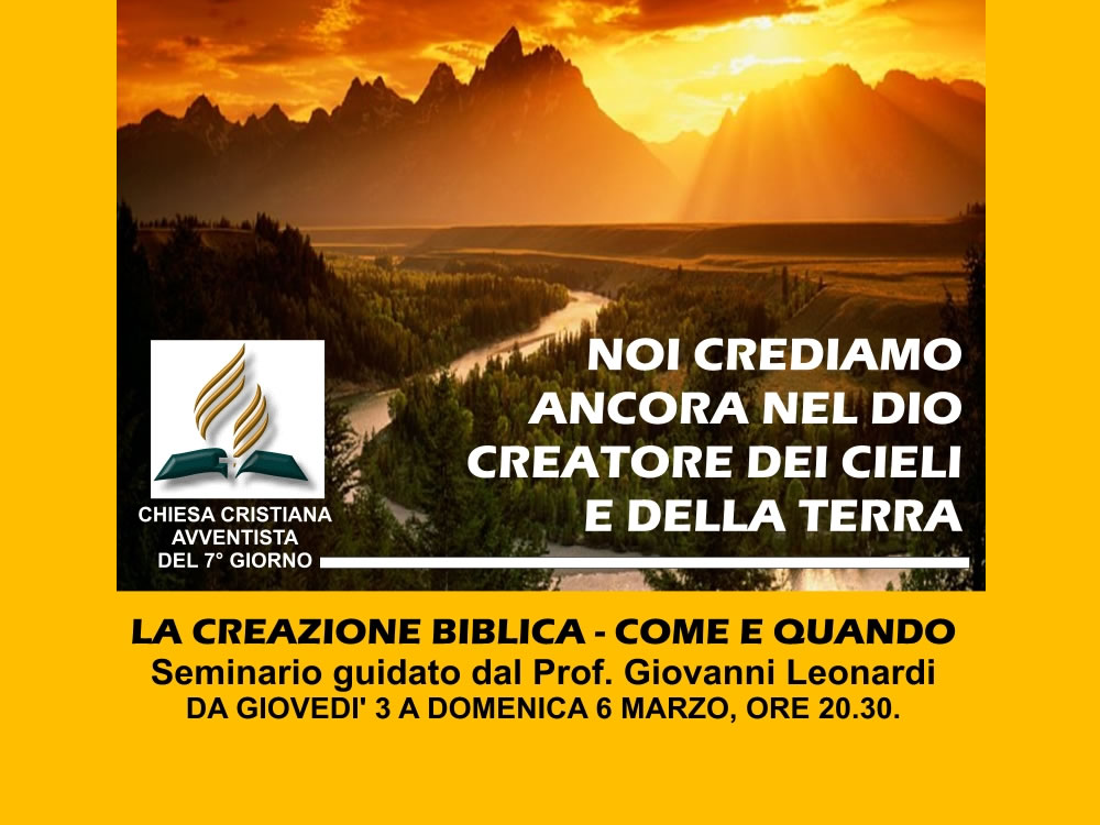 La creazione biblica – Come e quando. Seminario con la Chiesa Avventista di Rieti