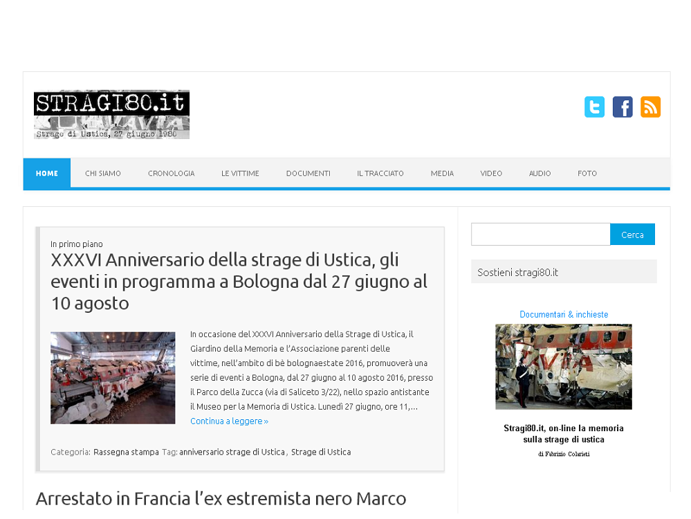 Il sito internet "Stragi80.it" del reatino Colarieti oscurato da un hacker