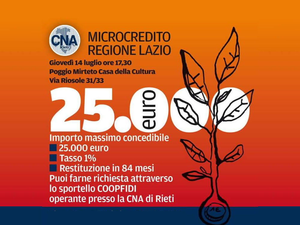 Microcredito dalla Regione Lazio: fino a 25mila euro all’1%.