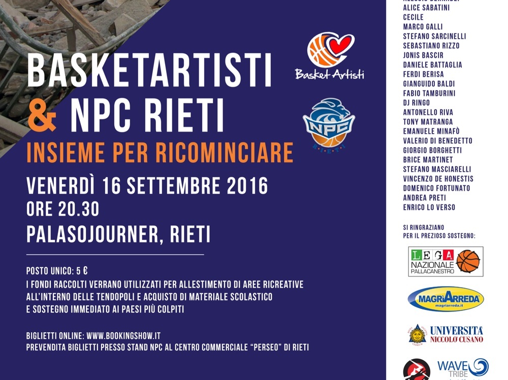 Partita di beneficenza NPC Rieti-Basketartisti. Ospite Miss Italia
