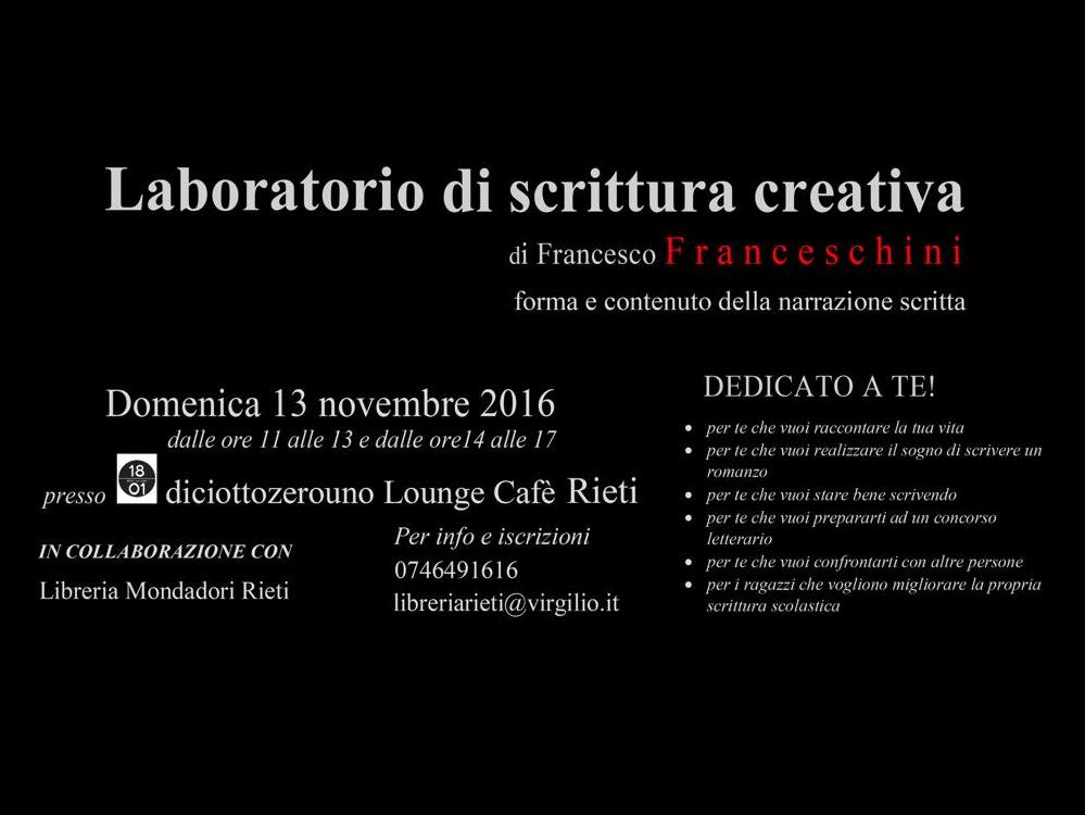 Laboratorio di scrittura creativa al Lounge Cafè 18.01 di Rieti