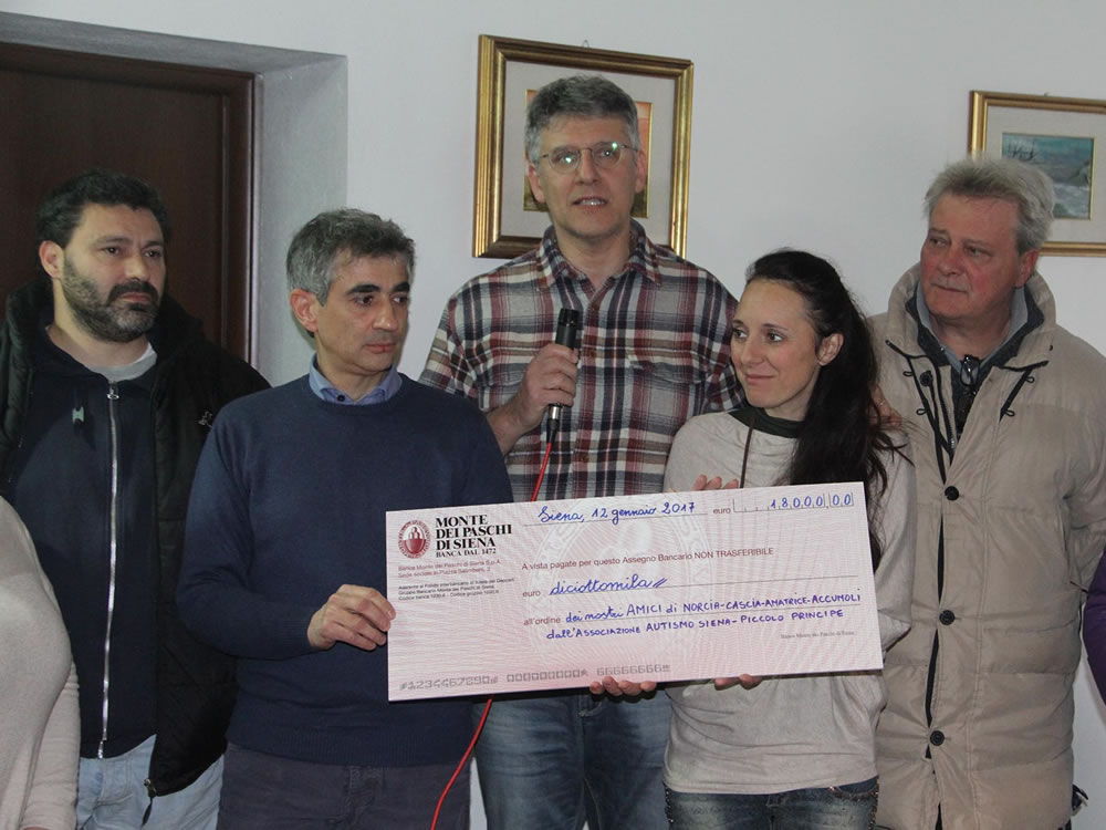 "Autismo Siena" dona 18.000 euro a famiglie terremotate con persone autistiche