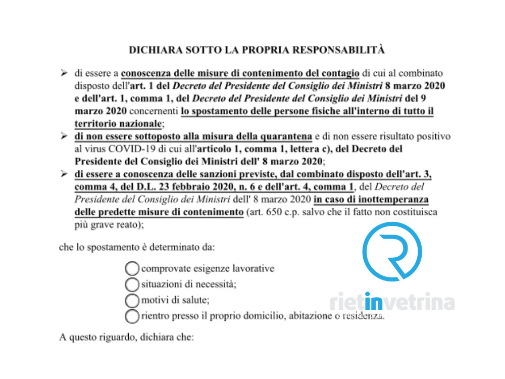 Coronavirus Scarica Il Nuovo Modello Di Autocertificazione Per Uscire Da Casa Rietinvetrina