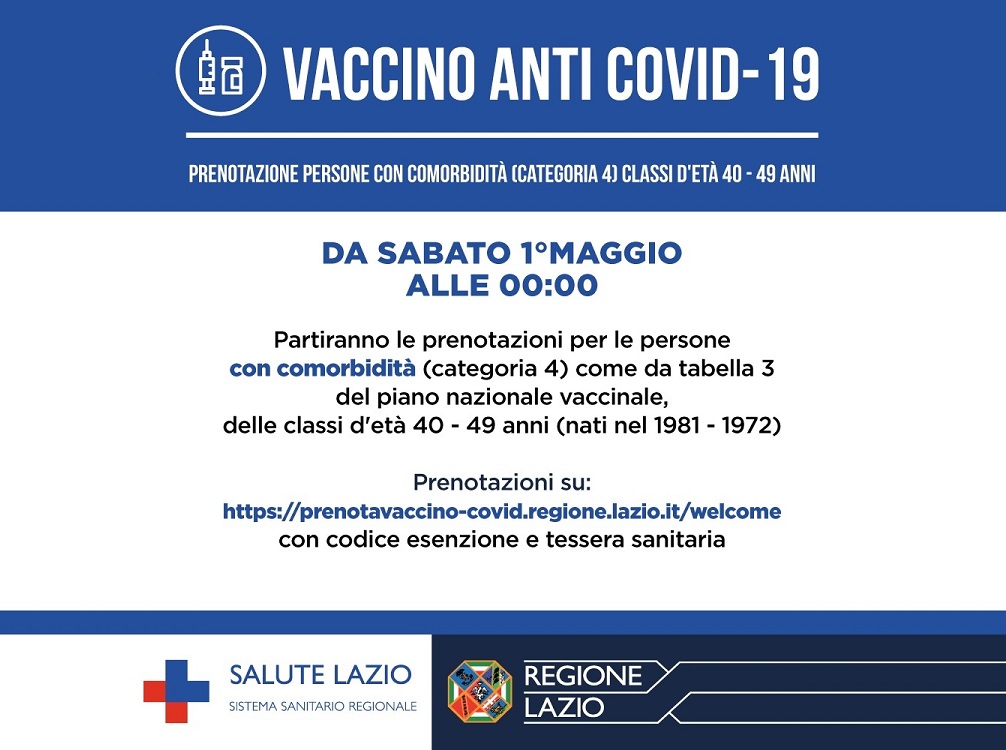 Vaccino anti-Covid, da sabato 1° maggio prenotazioni per ...
