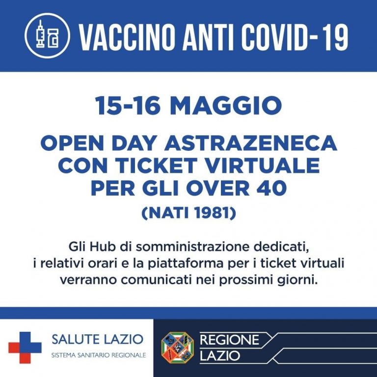 Open day Astrazeneca con ticket virtuale per gli over 40