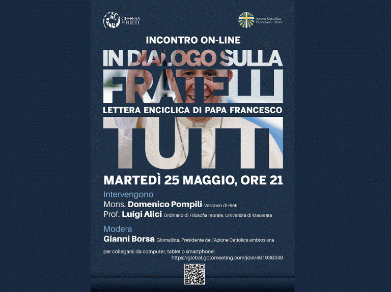 Il 25 maggio su GoToMeeting dibattito sulla “Fratelli tutti” di papa Francesco