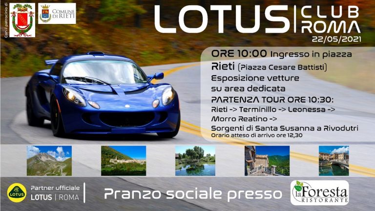 Sabato 22 maggio a Rieti le auto Lotus del Club Roma per una sfilata mozzafiato