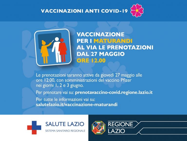 Covid, dal 27 maggio possibile prenotare vaccino per gli studenti maturandi