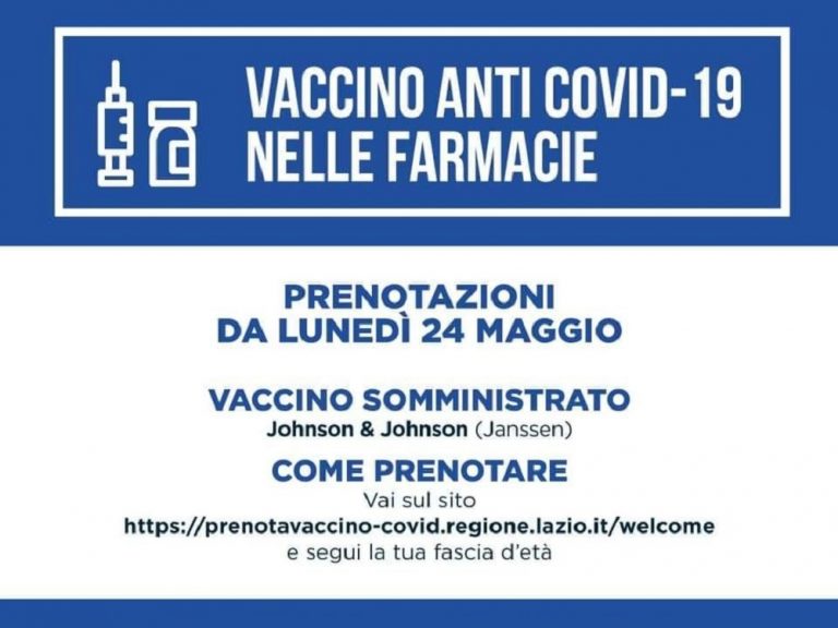 Vaccino anti-Covid nelle farmacie, prenotazioni dal 24 maggio