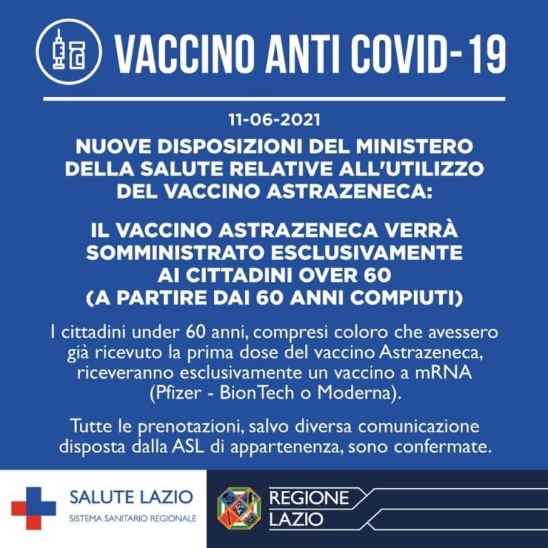 Covid, vaccino Astrazeneca somministrato esclusivamente agli over 60