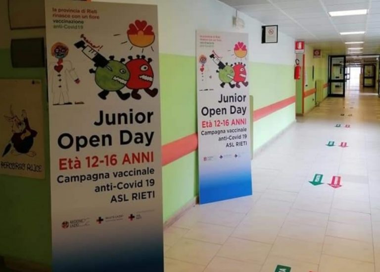 Vaccino anti-Covid, nuovo Junior Open Day a Rieti e Passo Corese