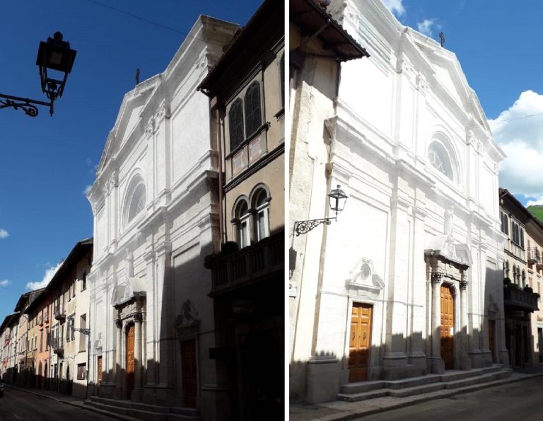 Leonessa, tornata in sicurezza la facciata del Santuario di San Giuseppe
