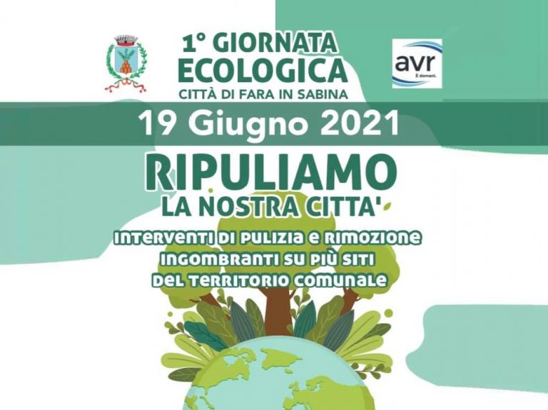 Sabato 19 giugno la prima Giornata Ecologica del Comune di Fara in Sabina