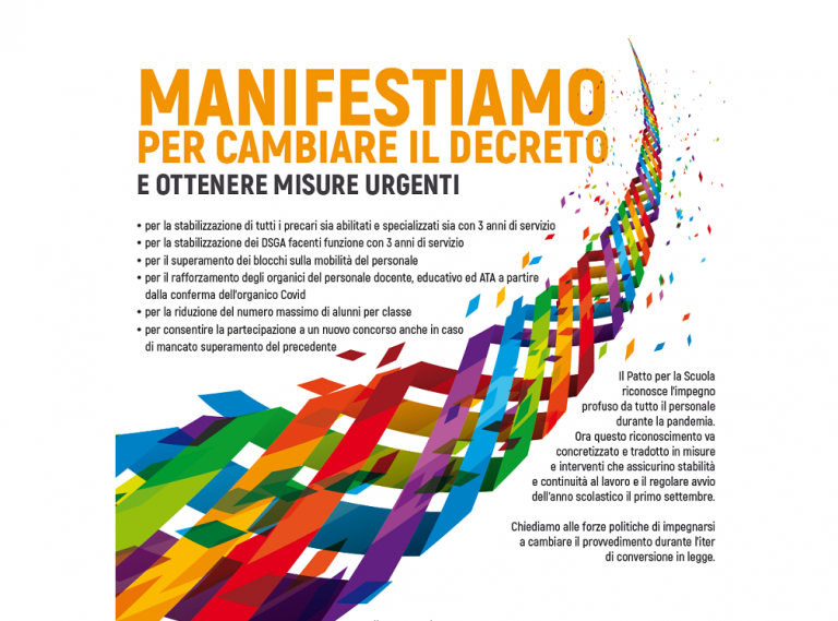 “Manifestiamo per cambiare il Decreto”, i sindacati della scuola il 9 giugno scendono in piazza