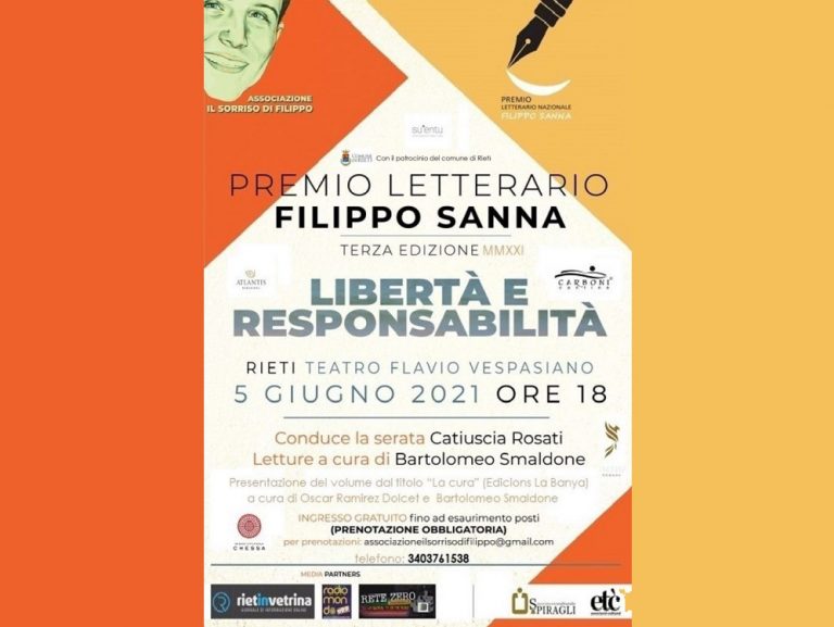 Sabato 5 giugno al Teatro Vespasiano il Premio Letterario Nazionale Filippo Sanna