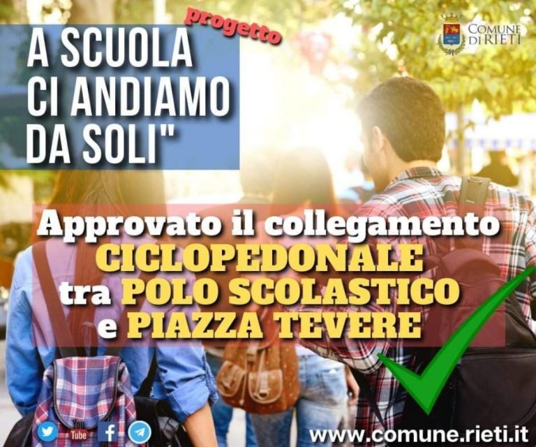 “A scuola andiamo da soli”, dalla Giunta Cicchetti ok alla ciclopedonale per collegare Piazza Tevere al Polo Scolastico