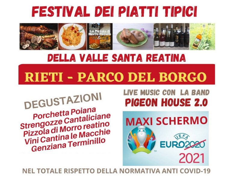E’ FESTA – Oggi 11 luglio a Rieti il “Festival dei piatti tipici della Valle Santa Reatina” con maxi schermo per la finale Europea