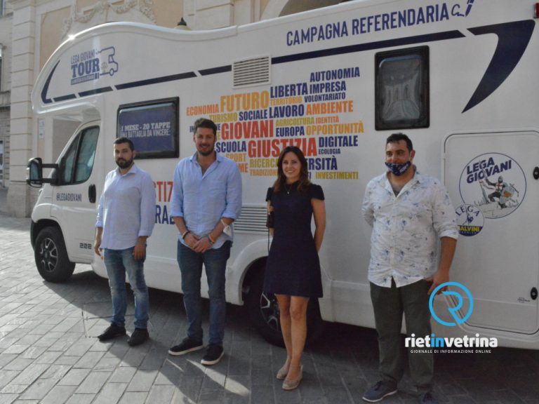 Raccolta firme per riformare la giustizia, il camper della Lega è partito da Rieti alla volta di Amatrice