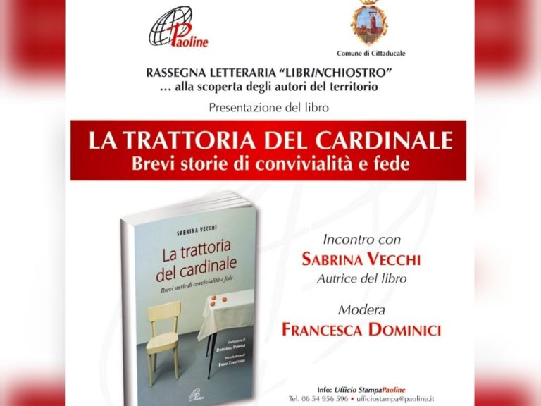 Venerdì 20 agosto a Cittaducale presentazione del libro “La trattoria del cardinale” di Sabrina Vecchi