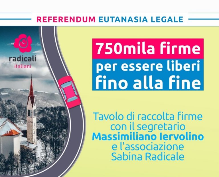 Referendum Eutanasia, Radicali: martedì 24 agosto Iervolino al Terminillo per la raccolta firme