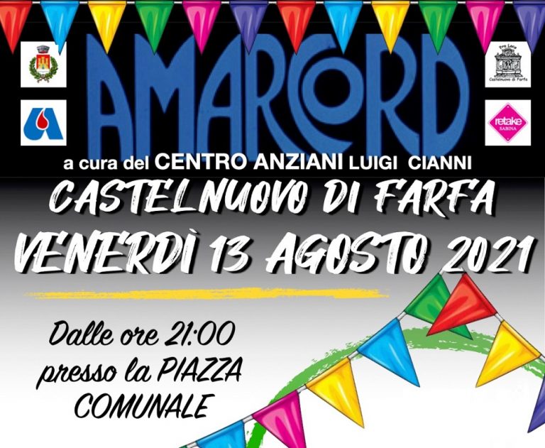 Venerdi 13 agosto il Centro Anziani di Castelnuovo di Farfa organizza una serata amarcord