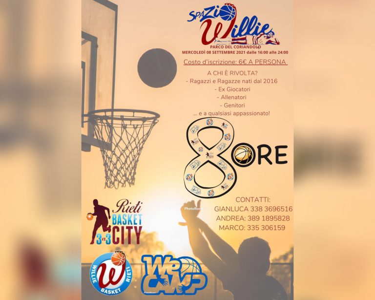 8 ore di Basket! L’iniziativa di Rieti Basket City, WeCamp e Willie Basket Rieti