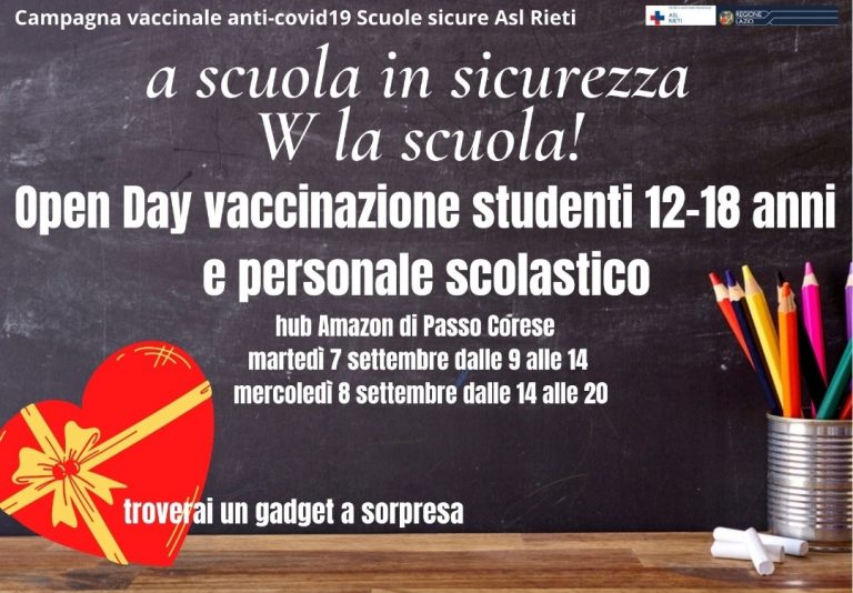 All’hub Amazon di Passo Corese il 7 e 8 settembre Open Day con vaccinazione Pfizer per studenti della Sabina