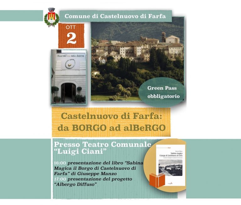 A Castelnuovo di Farfa il 2 ottobre doppio evento: presentazione del libro “Sabina Magica” e presentazione progetto “L’albergo diffuso”