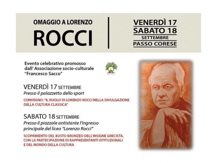 Tenuto a Passo Corese convegno sullo storico Lorenzo Rocci. Ed il 18 settembre sarà svelata la sua scultura