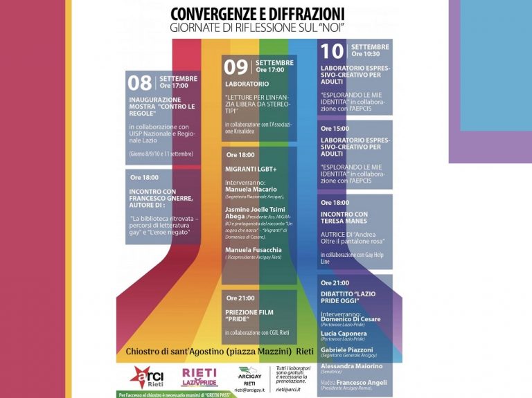 Tutto pronto per il Rieti Lazio Pride – Il calendario eventi del 10 settembre
