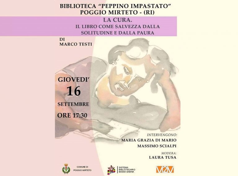 Giovedi 16 settembre a Poggio Mirteto Marco Testi con il suo libro “La cura”