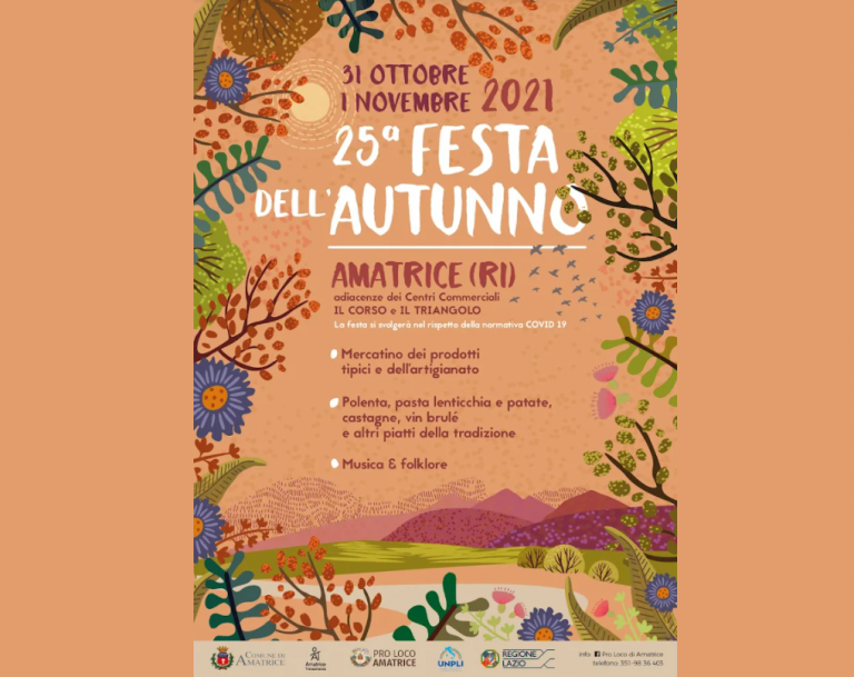 Il 31 ottobre e il 1° novembre appuntamento ad Amatrice con la 25esima Festa dell’Autunno