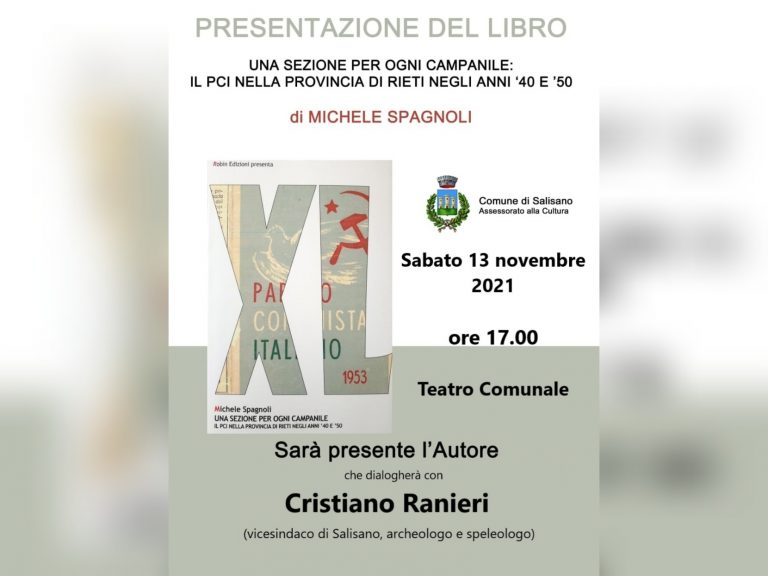 Spagnoli presenta a Salisano il libro “Una sezione per ogni Campanile – Il PCI nella provincia di Rieti”