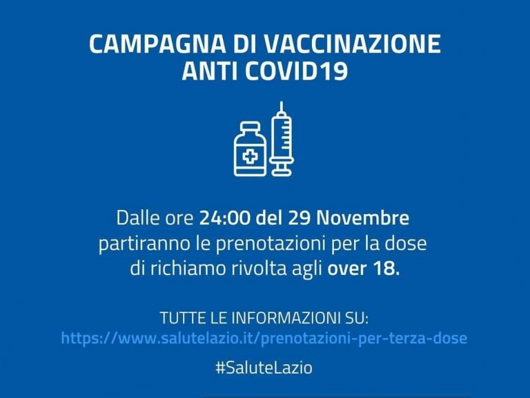 Covid, al via prenotazioni vaccino dose di richiamo over 18