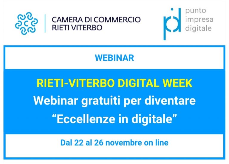 Al via dal 22 novembre la quarta edizione della Digital Week per professionisti, imprese e studenti