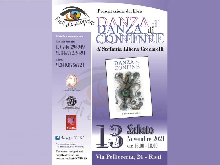 Sabato 13 novembre nella Rieti Sotterranea presentazione del libro “Danza di confine” di Stefania Libera Ceccarelli