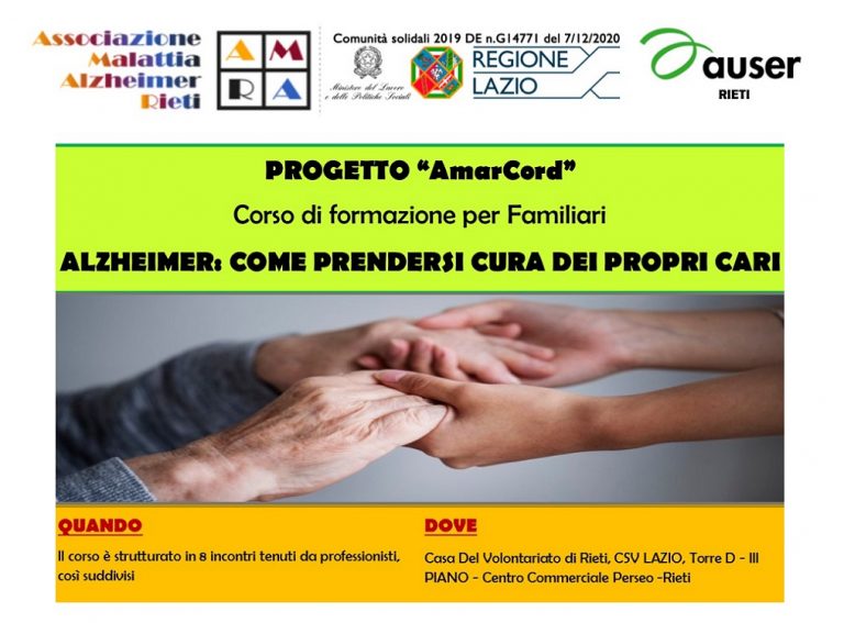 Corso di formazione AMAR per familiari che assistono malati di demenza