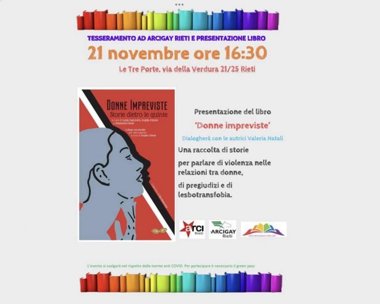 Il 21 novembre a Rieti presentazione del libro “Donne impreviste”