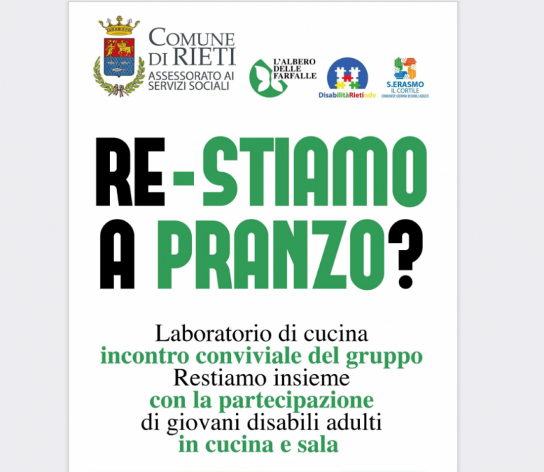 Progetto sociale “Re-stiamo a pranzo”, il 18 dicembre a Rieti