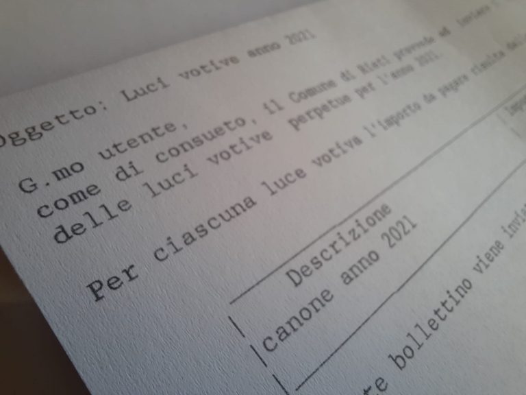 Pagamento luci votive entro il 31 gennaio 2022