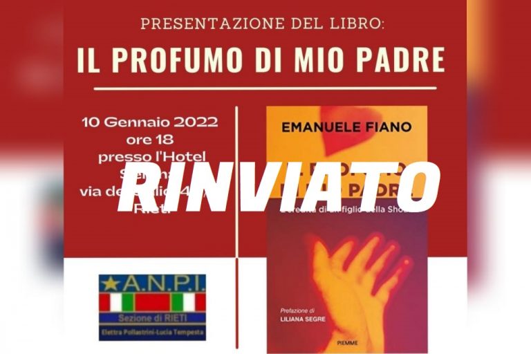 Covid Rieti, rinviata la presentazione del libro di Emanuele Fiano “Il profumo di mio padre”