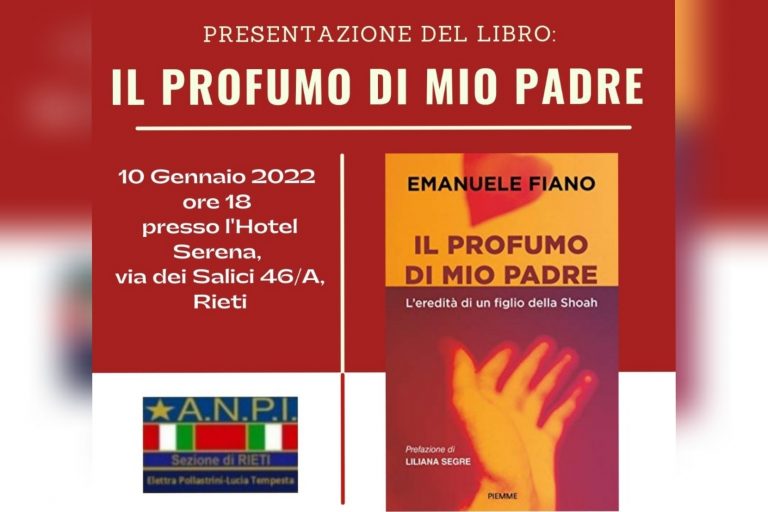 Il 10 gennaio a Rieti presentazione del libro di Emanuele Fiano “Il profumo di mio padre”