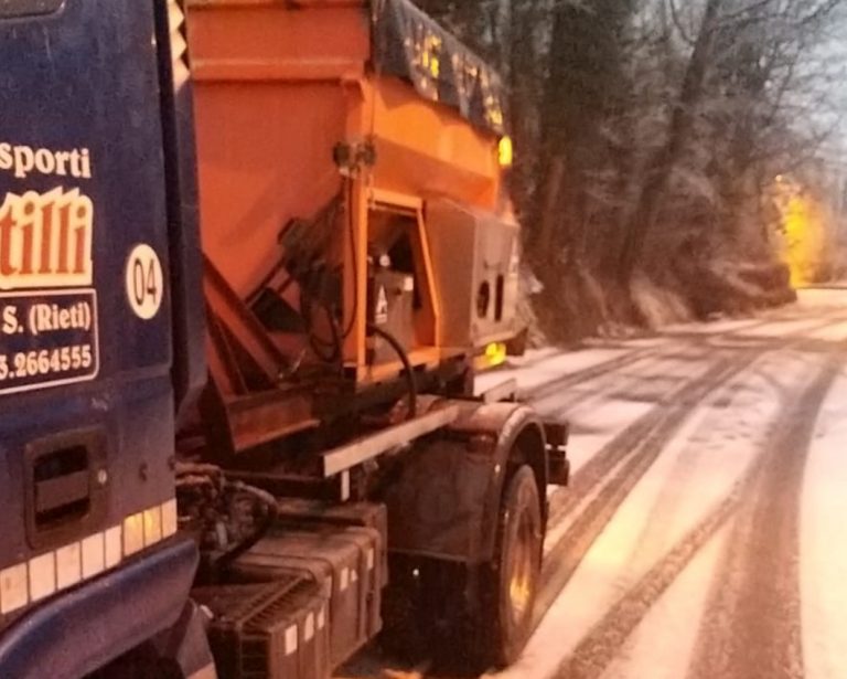 Provincia di Rieti, attivato il Piano Neve con mezzi spargisale