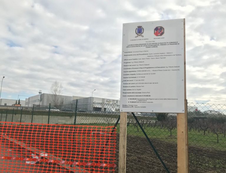Fara in Sabina, iniziano i lavori per l’isola ecologica