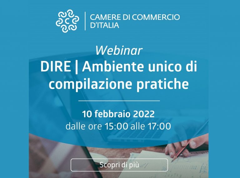 CCIAA Rieti-Viterbo – Registro Imprese, seminario online gratuito su DIRE
