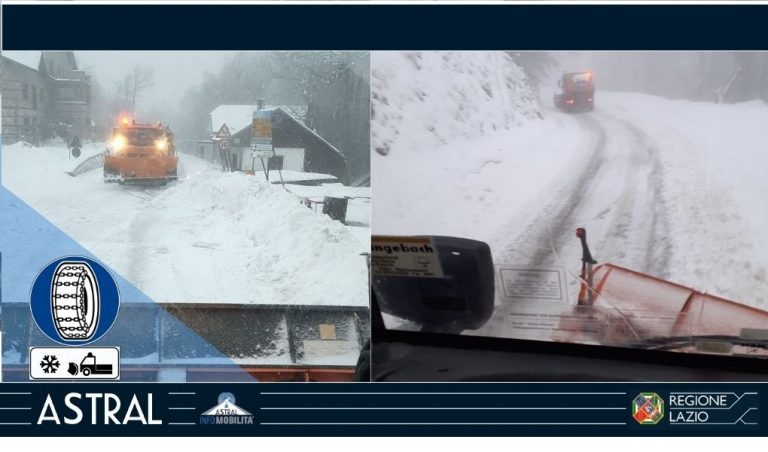 Maltempo, neve e ghiaccio sulla Turistica Terminillo ed SR4 bis. Attivi mezzi Astral