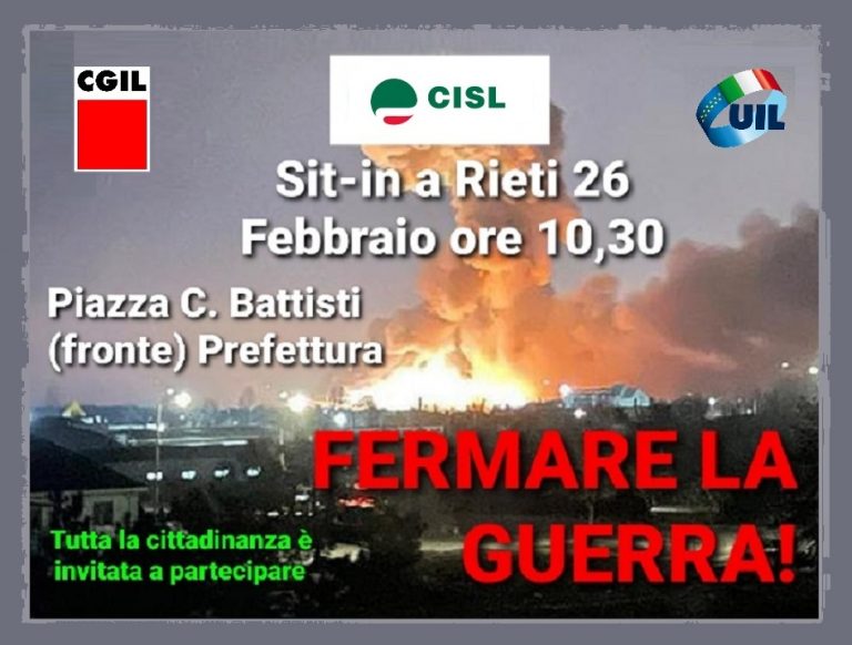 Guerra in Ucraina, sit-in unitario dei Sindacati per un’Europa di pace e sicurezza condivisa